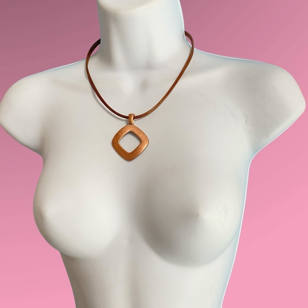 PREMIER DESIGNS Copper Removable Pendant On Brown Cording Necklace